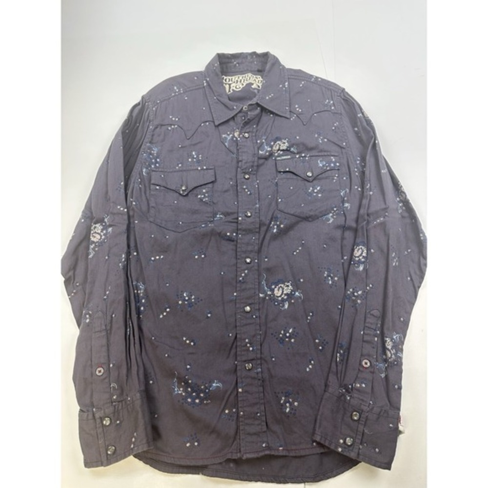 Southern‎ Thread Pearl Snap Western Shirt Men Medium Floral Country Button-Up